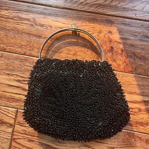 Vintage Black Beaded Clutch